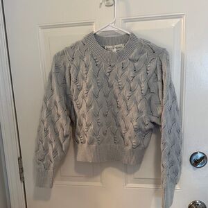 Chelsea & Theodore Light Gray Cable Knit Sweater